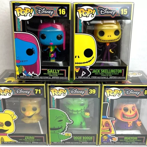 Funko Pop! Disney NBC Blacklight Jack Sally Zero Oogie & Mayor Set of 5