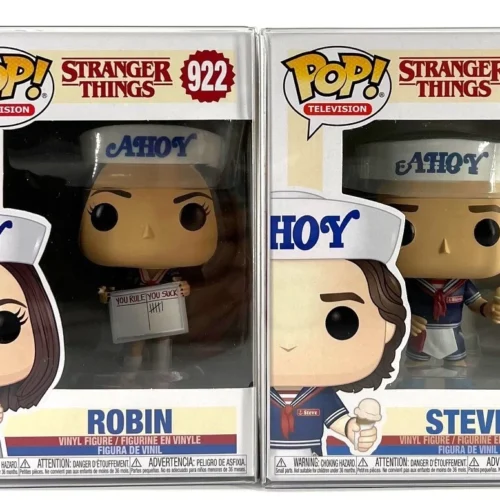 Funko Pop! Stranger Things Steve #803 & Robin #922 Set of 2 with Protectors