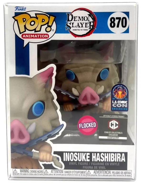 54 Funko Pop! Demon Slayer Inosuke Flocked LACC 2023 #870 Chalice Exclusive